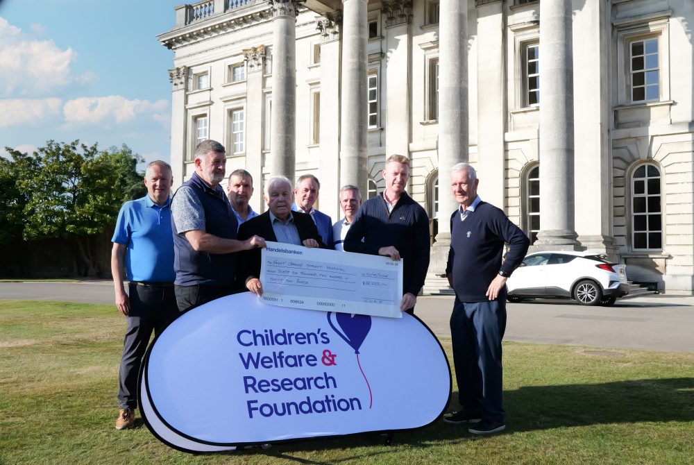 CWRF Trustees Present a £66,222 charity donation cheque to Great Ormond Street Hospital at the 41st Annual CWRF Golf Day at Moor Park Golf Club in support of children’s welfare and research.